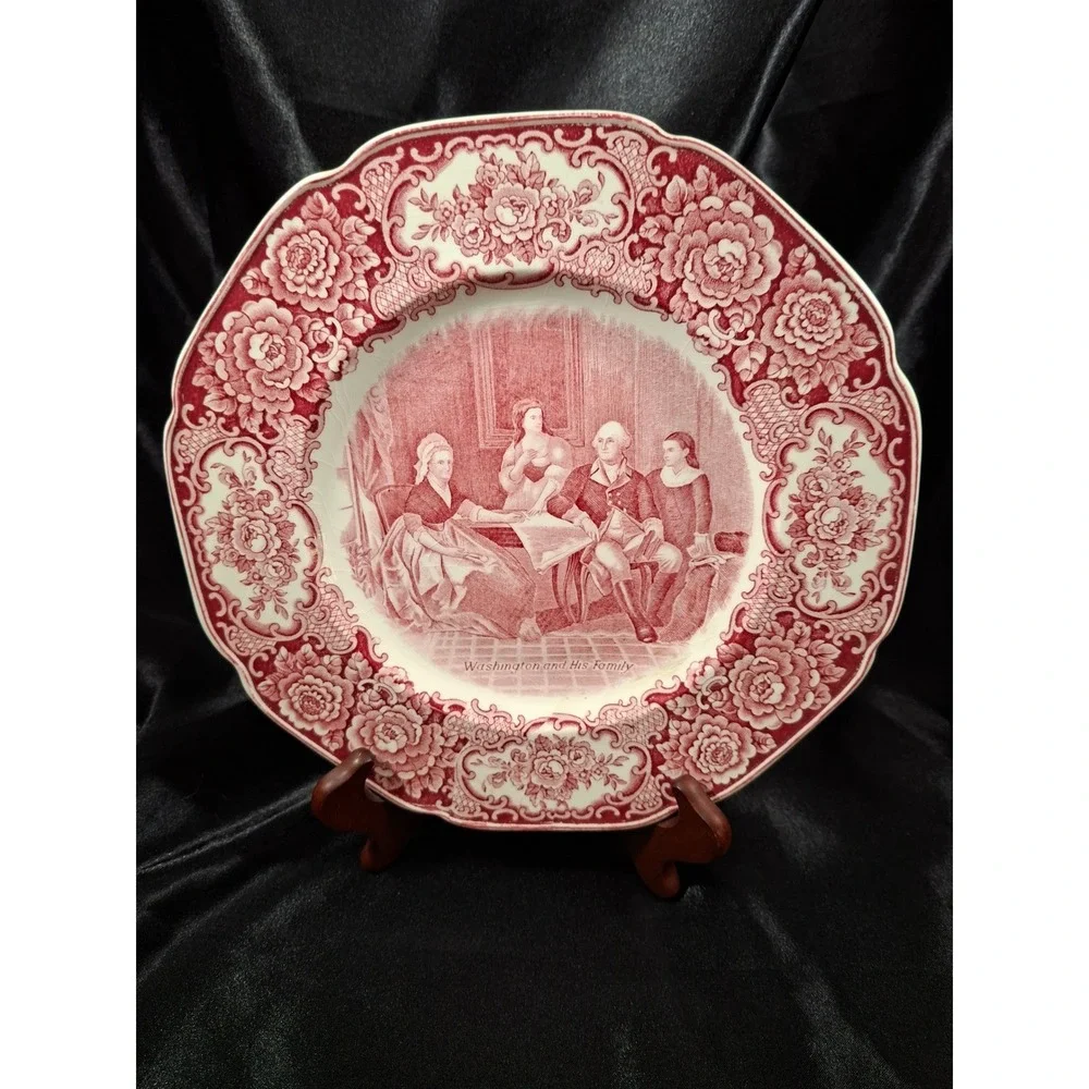 Crown Ducal George Washington Bicentenary Plate Red Transferware 1732-1932 Eng.